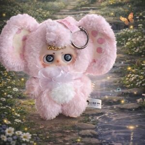 Pink Fluffy Elephant Keychain Doll